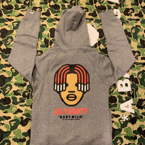 SOLD OUT-Bape A Bathing Ape Lil Yachty Grey Hoodie - Picture 2 of 7